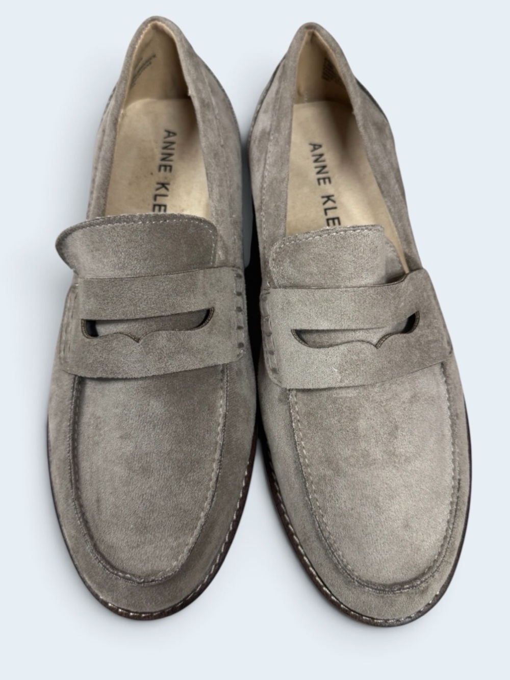Anne Klein Emmylou Waterproof Suede Penny Loafers - Taupe size 7.5 - Picture 5 of 12